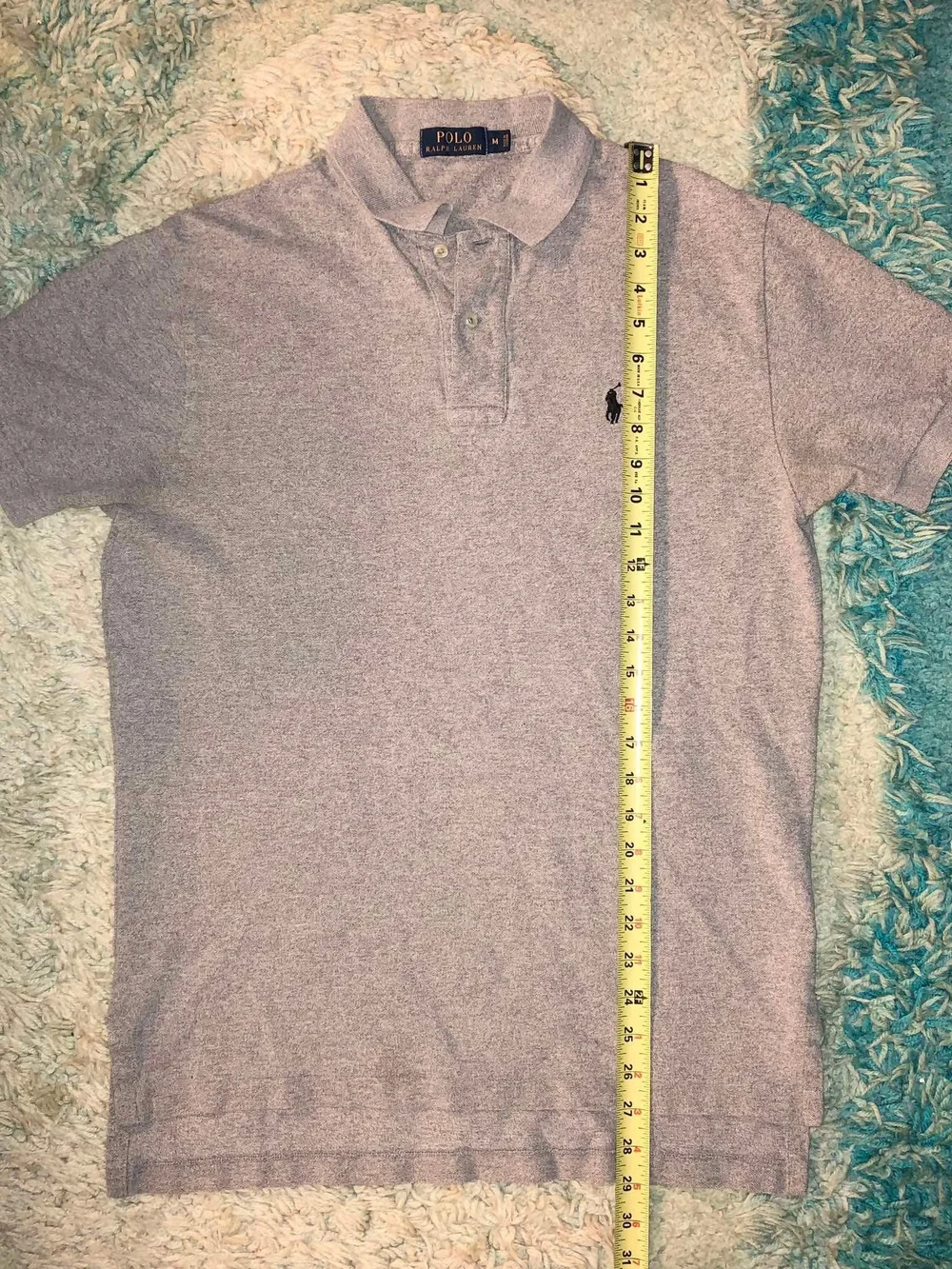 Ralph Lauren Light Heather Gray Polo Shirt with Navy Pony